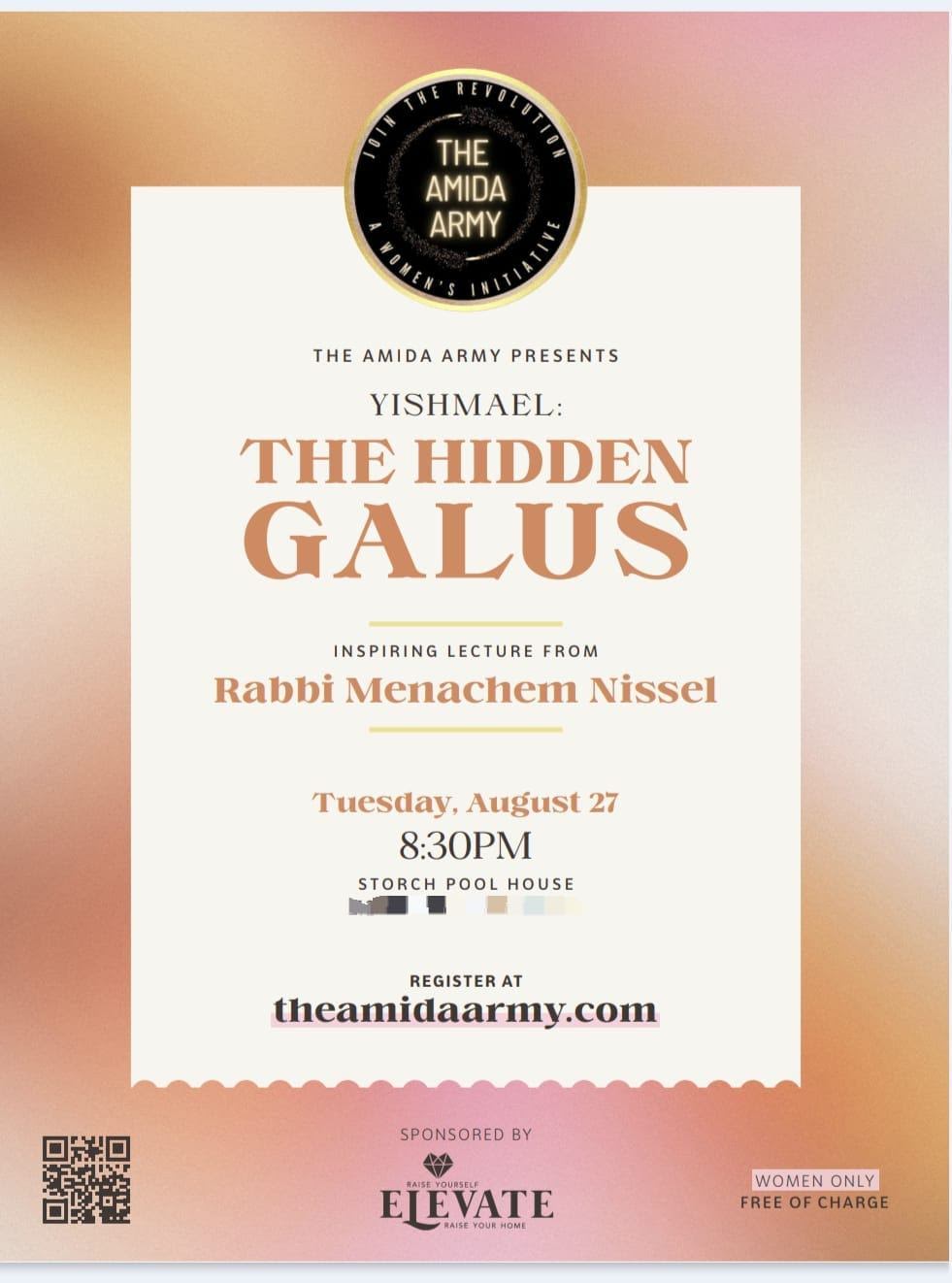 Flier for Yishmael: The Hidden Galus with Rabbi Menachem Nissel